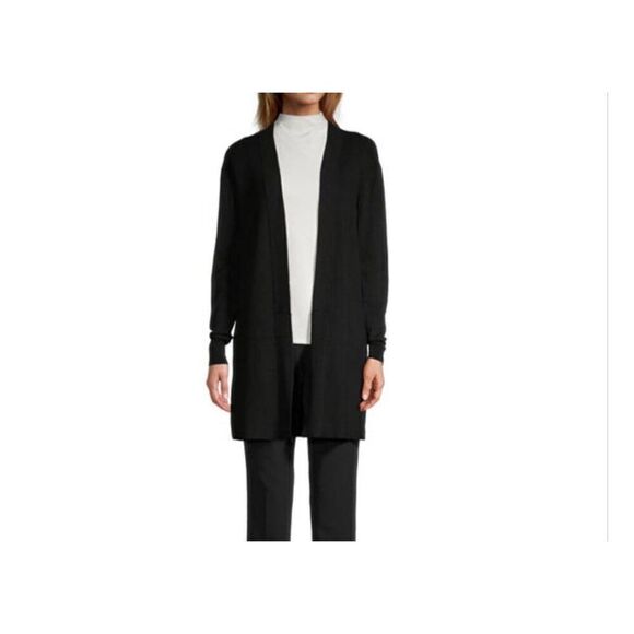 Worthington womens Sz M black open split sides  cardigan - Picture 2 of 8